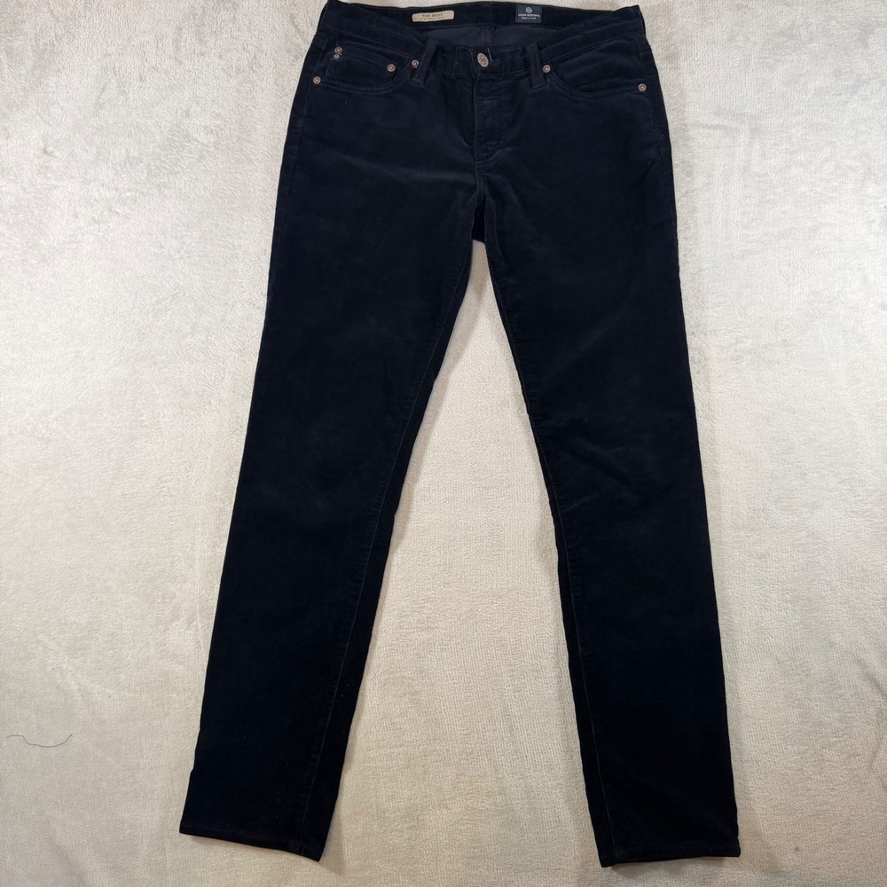 AG Adriano Goldschmied The Stilt Cigarette Jean Black Corduroy Pants 29R BW6951